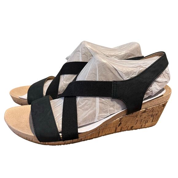 LifeStride Mexico Wedge Sandal Black - 10M NIB - Picture 2 of 7